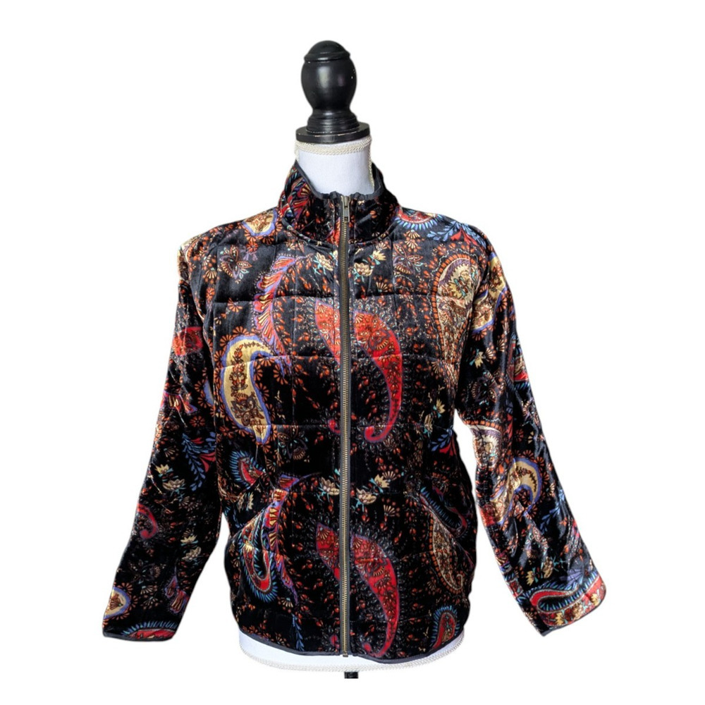 Johnny Was Dolman Quilted Jacket Sezana Paisley Velvet New Sz XS Silk Blend $480